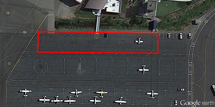 Aerial photo of airport transient parking