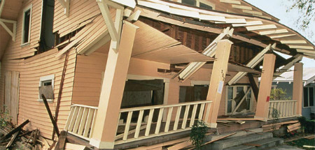 Single family home damaged in 1994 Northridge Earthquake. University of Colorado, 1994.