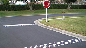 Botts Dots lining a crosswalk