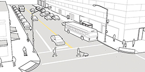 Pedestrians walking in a crosswalk