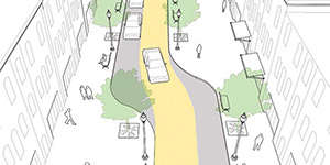 A winding one way road