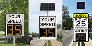Three Speed Feedback Signs. One wired, two solar. 