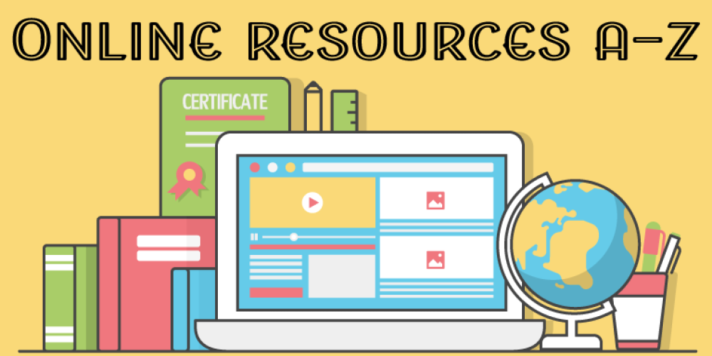 A cartoon drawing of a computer and books