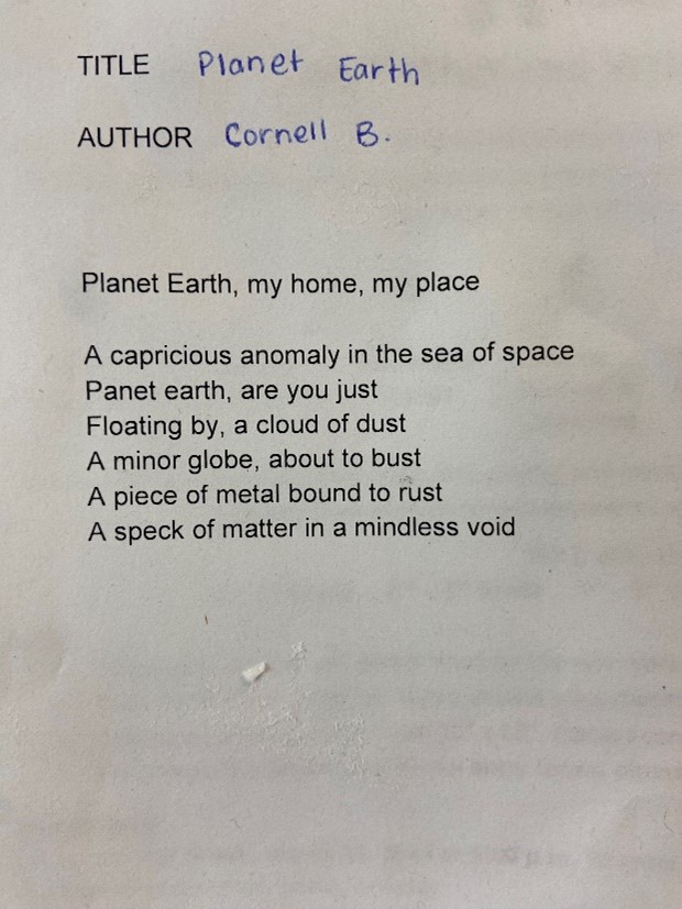 Cornell Brumfield 2nd Place Winner Writing Contest (4-5)