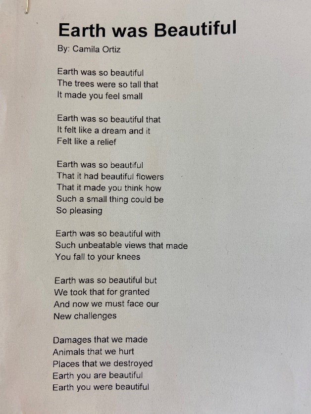 Camila Ortiz 1st Place Winner Writing Contest (6-8)