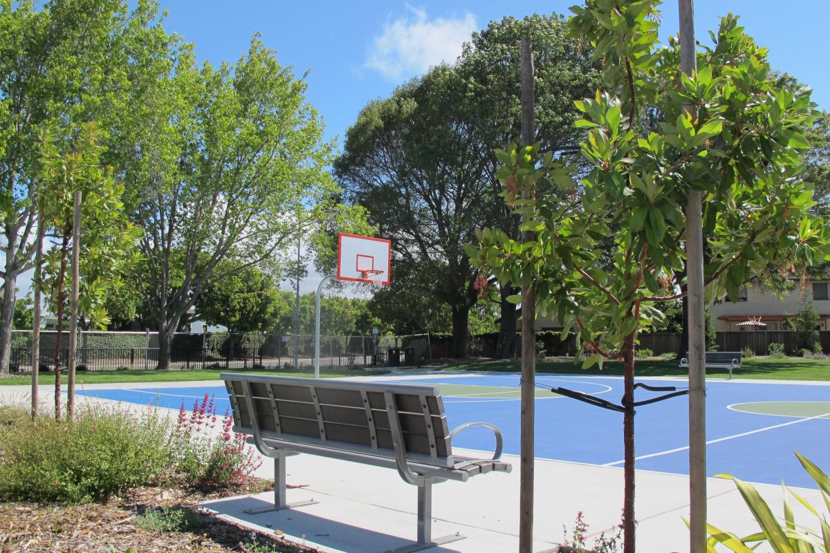 Greenwood park blue basketball court