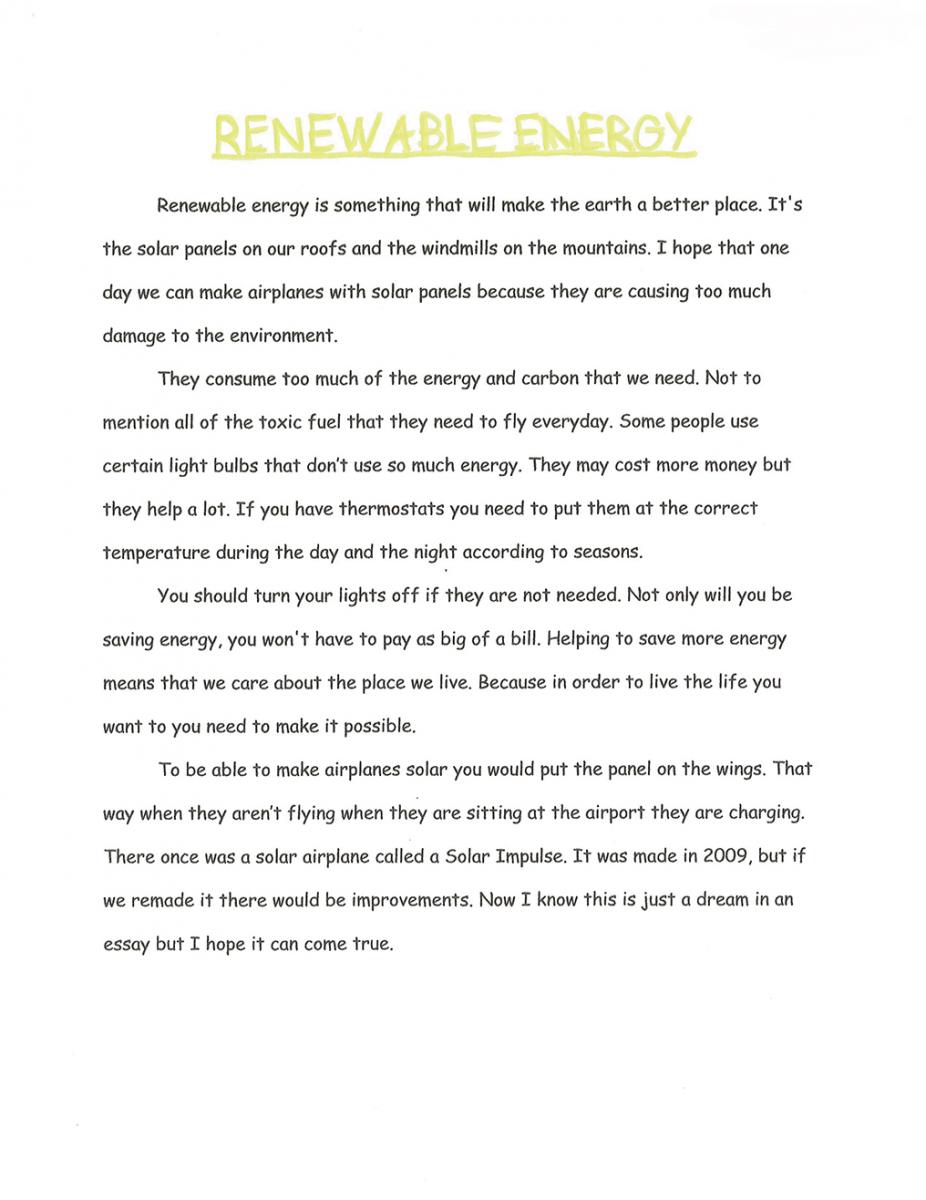 Text of 2nd place writing winner in the 4-5 category