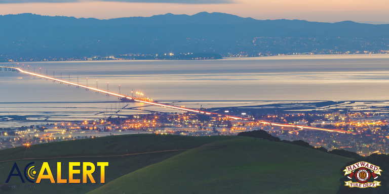 Over-looking Hayward at sunset from Stonebrae