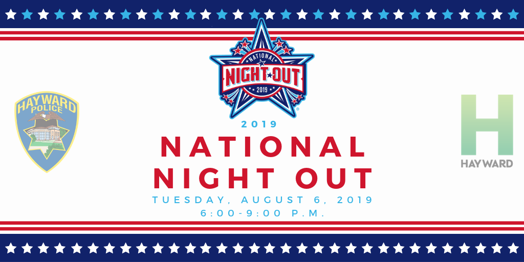 Red white and blue National Night Out Event Banner