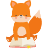 Little orange fox reading a book