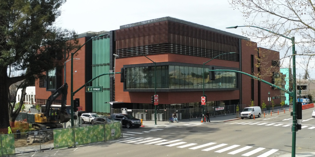 The new Hayward Main Library from Mission Blvd.