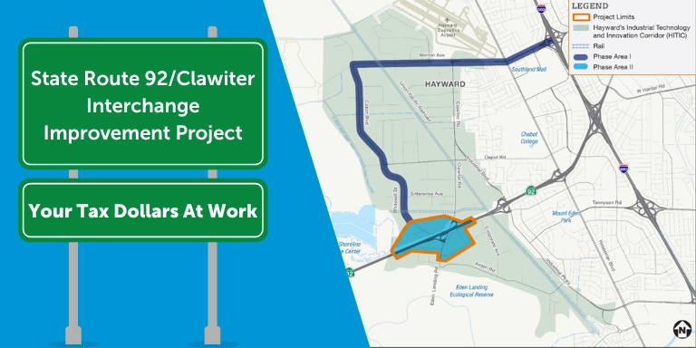 Image of map with highlighted changes of State Route 92 interchange. 