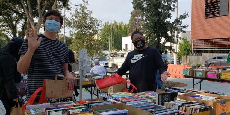 Volunteers working at the Book Sale