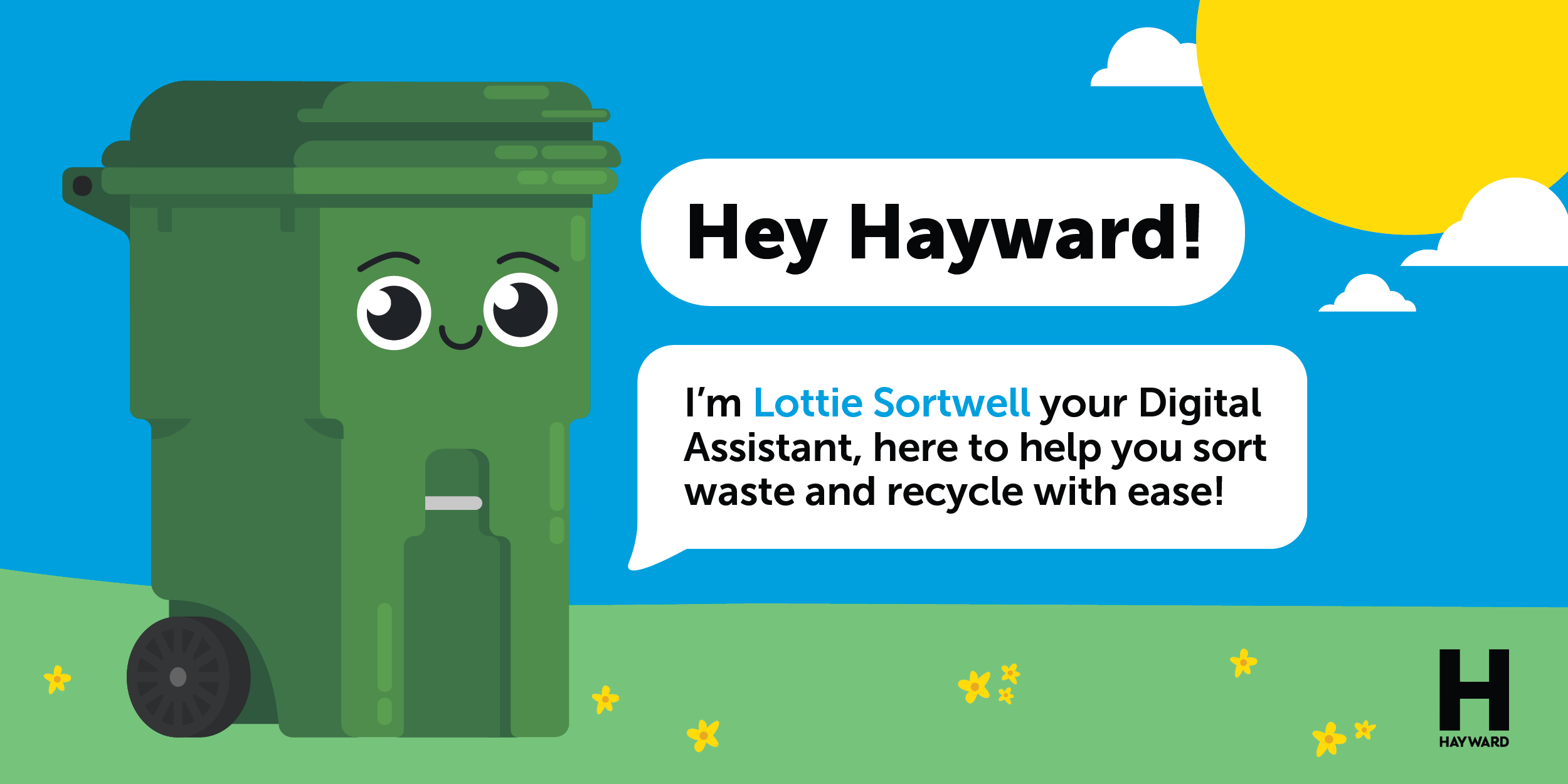 Green cartoon trash can Lottie Sortwell