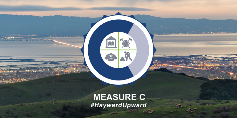 Hayward Hills with the Measure C Logo