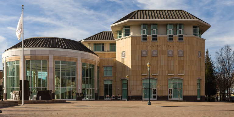 Hayward City Hall on a bright and sunny day