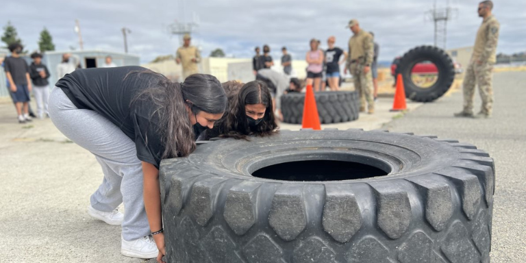 Hayward Youth working out with Hayward Police Officers