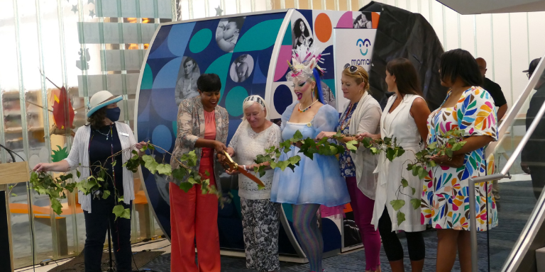 Hayward dignitaries cutting the ribbon opening the breastfeeding and pumping station