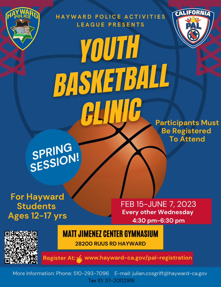 Hayward PAL Basketball Clinic Flyer in English