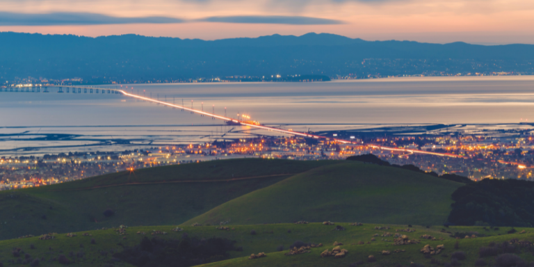 View of Hayward and the Bay from the hayward Hills