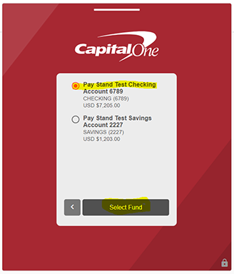 Red Capital One Screen with the instructions highlighted