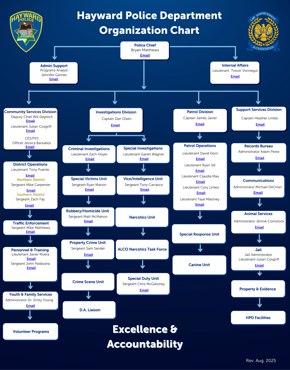 2025 Police Department Organization Chart