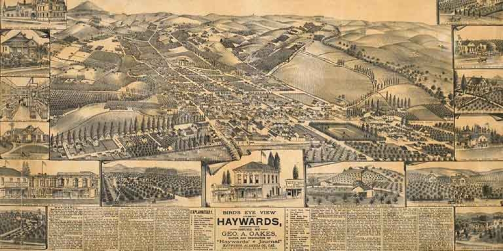 Historical map of the Hayward area