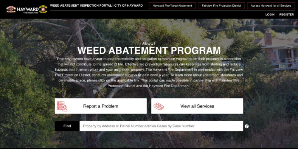 A screenshot of the vegetation survey inspection log-in page