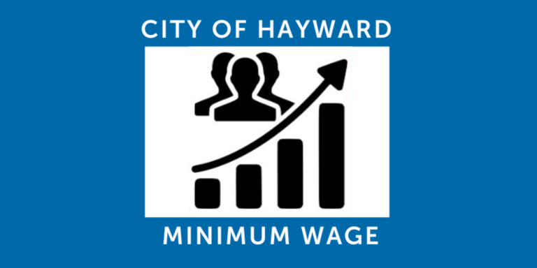 Local minimum wage logo on a blue background