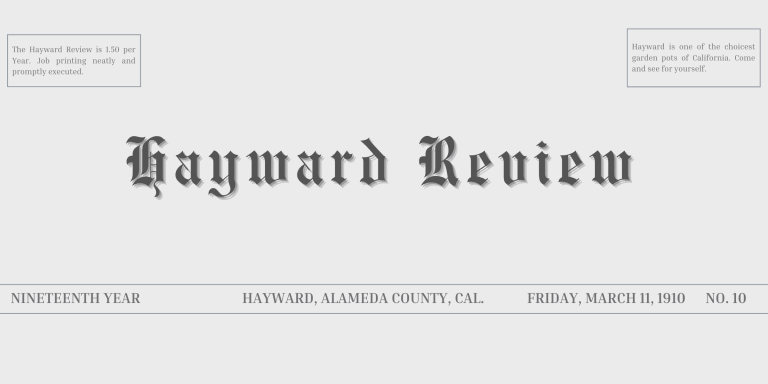 A mockup of an old Hayward Review newspaper