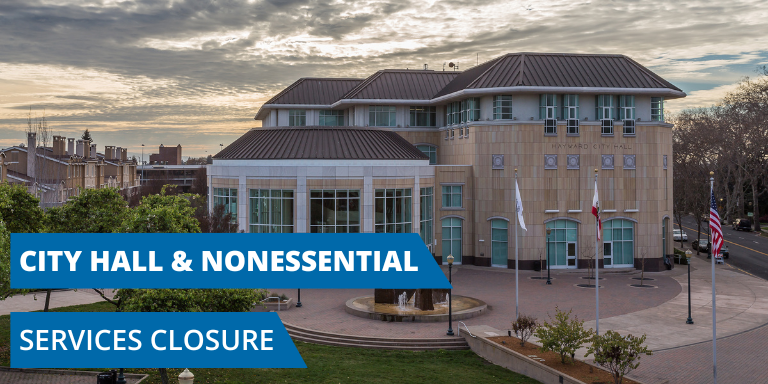 Hayward City Hall on a partly cloudy day