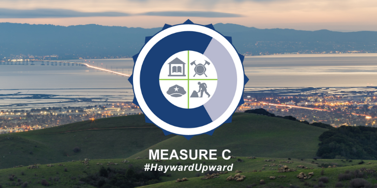 Hayward Hills with the Measure C logo