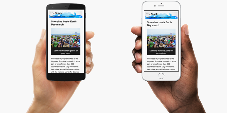 The Stack on two mobile phones